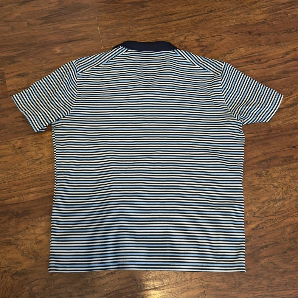 Nike Navy and White Striped‎ Polo Shirt Dry Fit